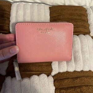 Kate Spade Zip Card Case Saffiano Leather in Serene Pink NWTS!